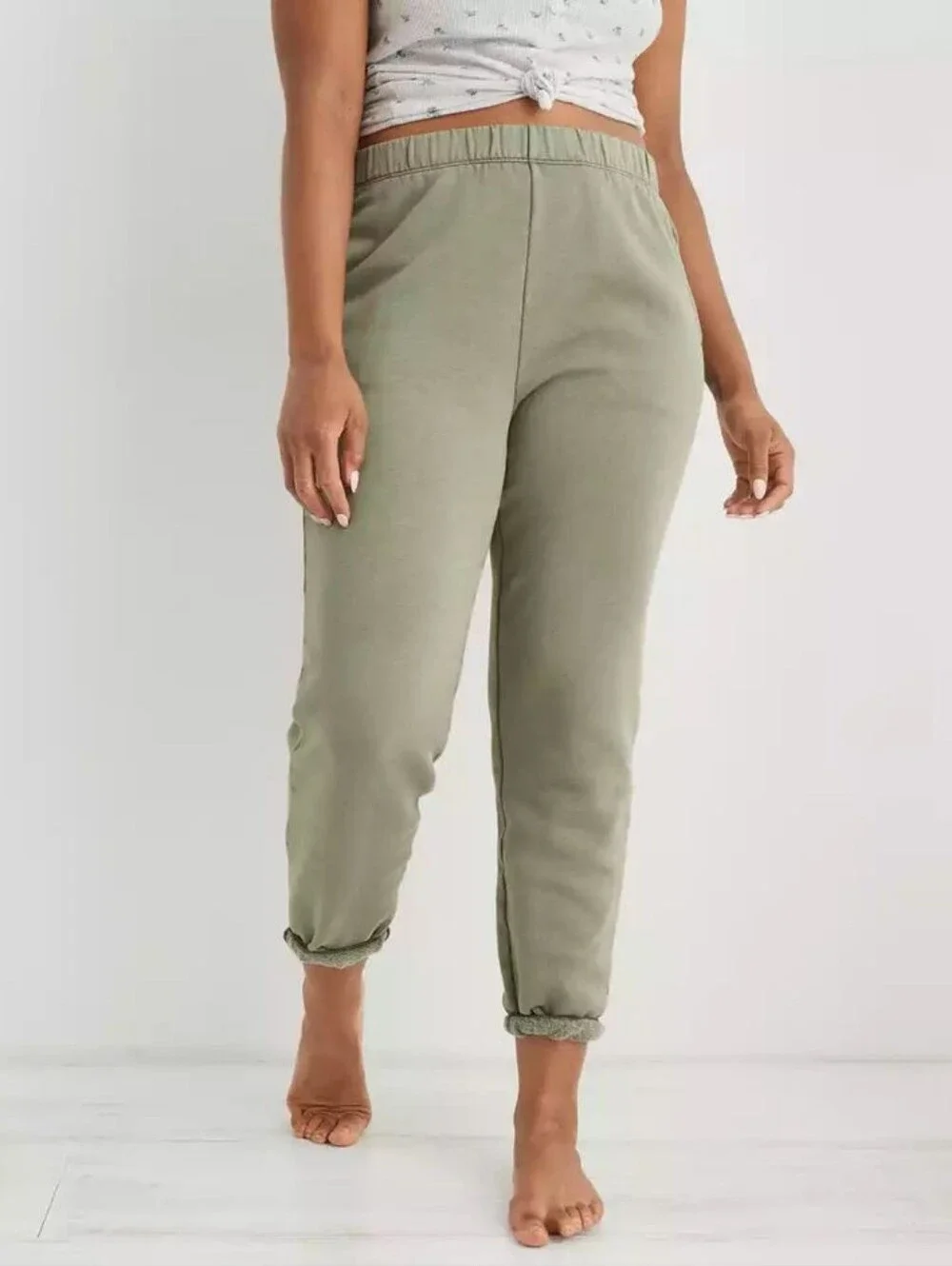 Aerie Fleece Of Mind Olive Green High Rise Jogger Sweatpants